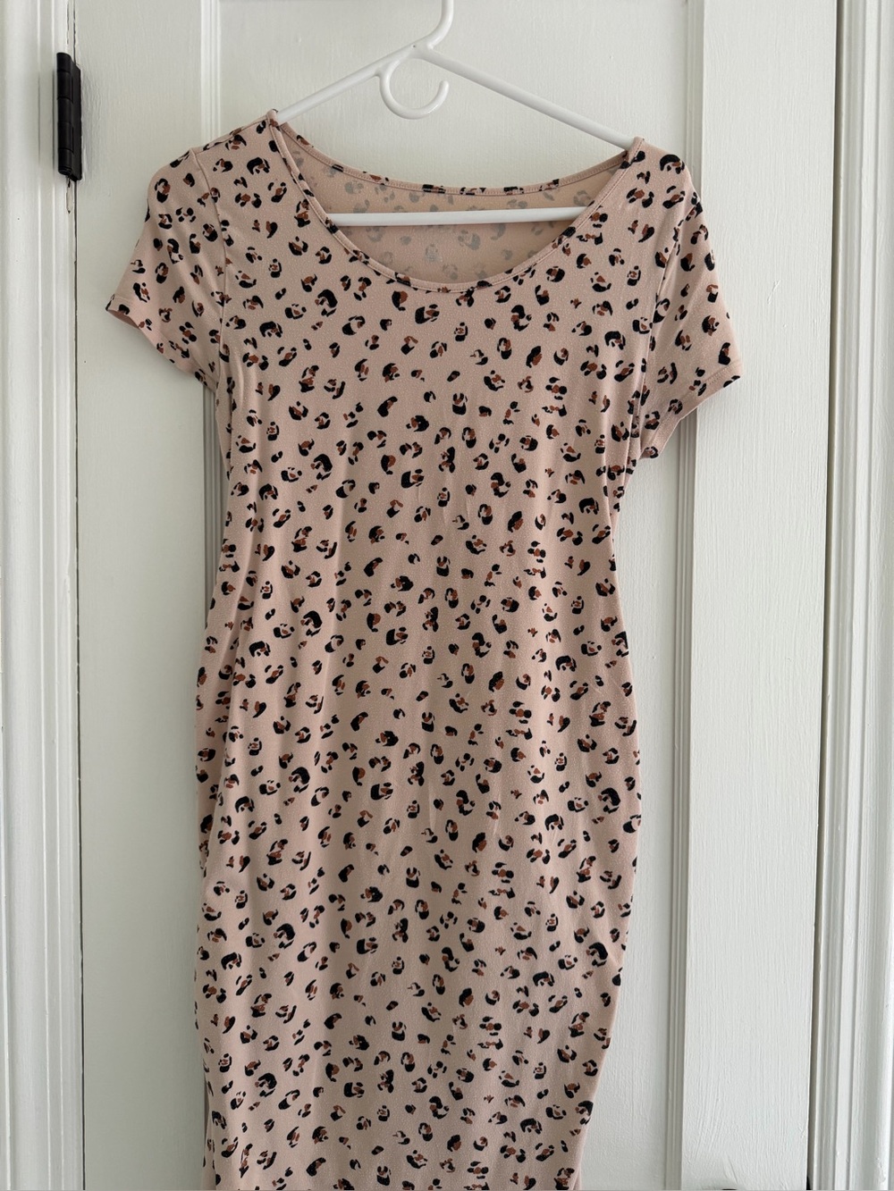Beige Leopard Print T-Shirt Dress